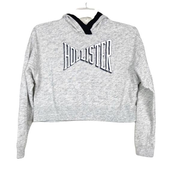 Hollister Gray Spell Out Cropped Hoodie Sz XS - Picture 7 of 7